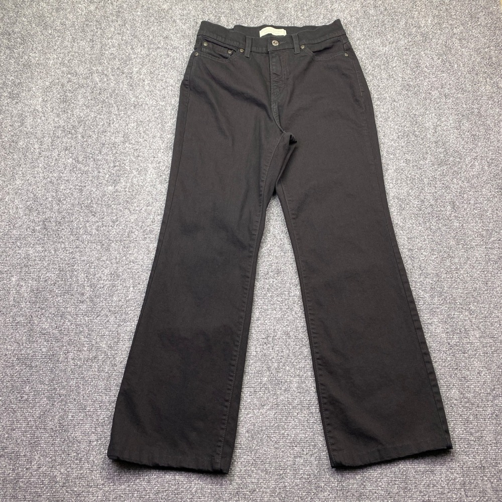 Levis 512 Perfectly Slimming Boot Cut‎ Jeans Black Stretch Denim Sz 8S Hemmed